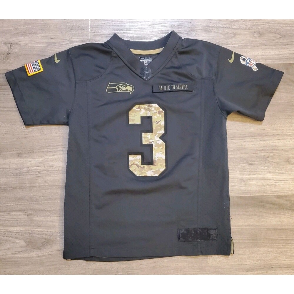 Nike Seattle Seahawks NFL Jersey Youth M Salute To Service #3 Wilson Desert camo